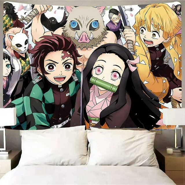 Demon Slayer Tapestry-Demon Slayer Poster-Anime Tapestry-Demon Slayer Party, Can Be Hung In The Living Room Bedroom 60x80 Inch Demon Slayer Background