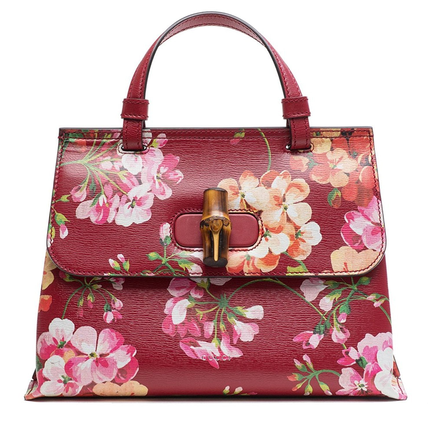 Gucci Bamboo Daily Small Blooms Red Leather Handbag Iceland Ubuy