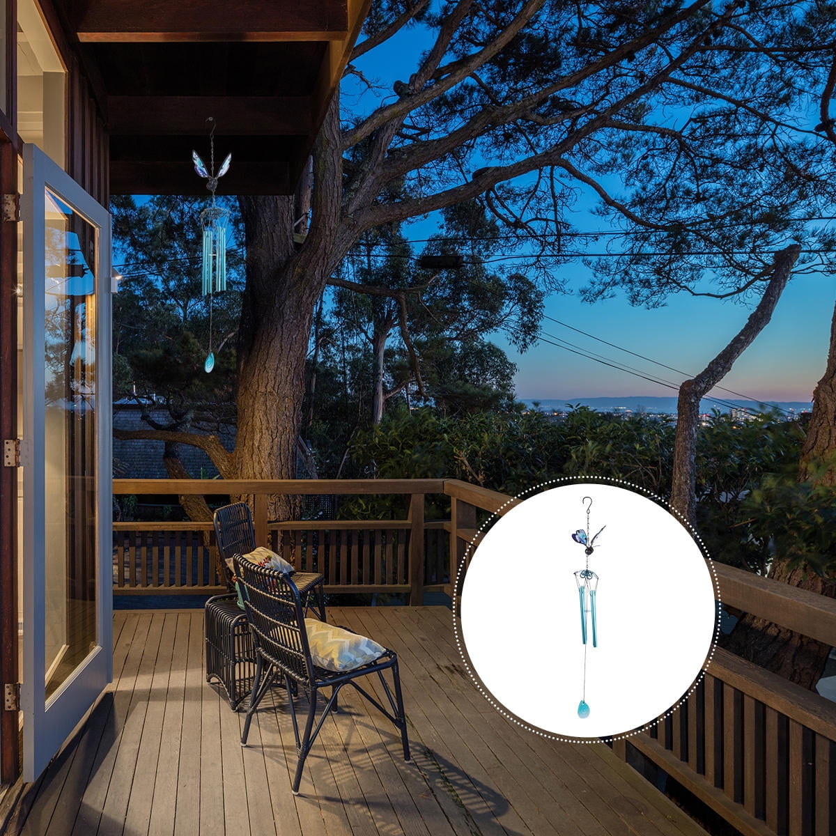 RENACLIPY Durable Sky-Blue Wind Chime for Door and Garden Decor  2Pcs