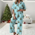 thumbnail image 2 of TTUHYWXI Satin Silk Christmas Pajamas Set for Women Xmas Print Long Sleeve Shirts Lounge Set Two Piece Pjs Pants Sleepwear (Sky Blue, M), 2 of 5