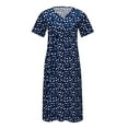 thumbnail image 5 of Homenesgenics Womens Dresses Plus Size Short Sleeve Clearance Spring Summer 2025 Women's Holidays Party Casual Round Neck Zipper Folding Floral Printed Dresses, 5 of 5