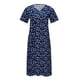 thumbnail image 5 of Vestido Umfun para mujer, cuello en V, botones, falda larga, manga corta, liso, versátil, azul, L, 5 of 5