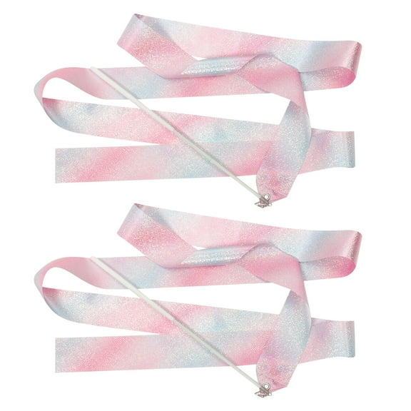 2 Pcs Ribbon Gymnastics Rainbow Streamers Dance Shows Rhythmic Ribbons Decorative Polyester Fitness Child