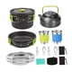 thumbnail image 3 of Kit de utensilios de cocina para acampar, juego de cocina para acampar con asa plegable y paño de limpieza, olla, sartén y hervidor para mochileros. verde, 3 of 6
