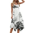 thumbnail image 4 of Womens Casual Tank Dress Floral Sleeveless Summer Midi Dress Asymmetrical Hem Vacation Beach Outfit, 4 of 7