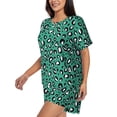 thumbnail image 3 of Womens Pajama Sets With Pocket, Leopard print green cute Lounge Sets Short Sleeve Sleepwear PJ Sets for Women, 3 of 6