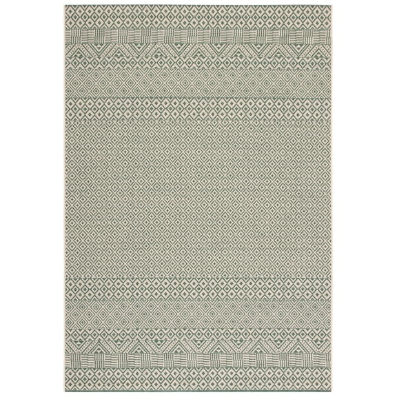 Safavieh Courtyard Naomi Geometric Indoor/Outdoor Area Rug, Dark Green/Beige, 4' x 5'7"