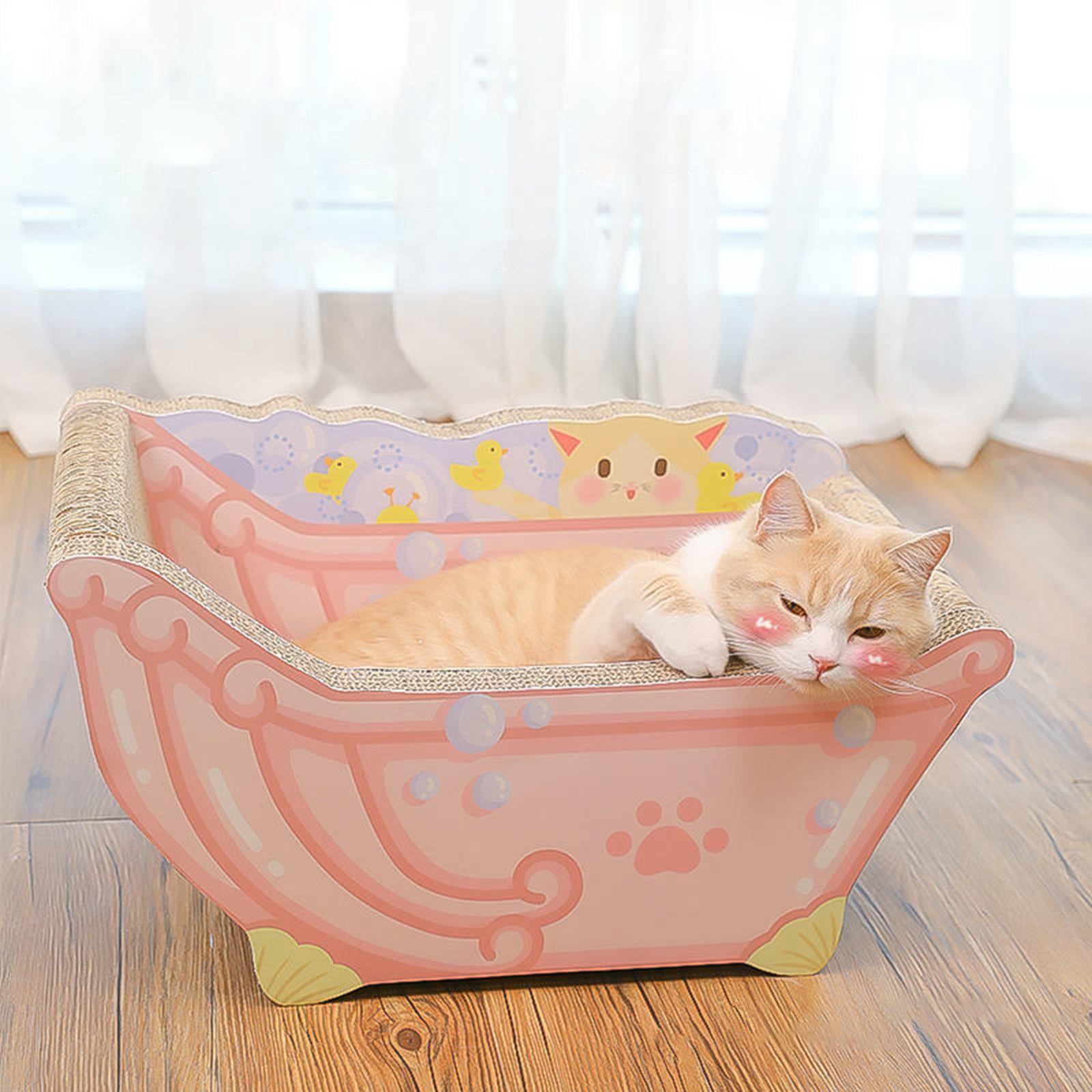Cat Scratcher Sofa Lounger Couch Cat Scratch Pad for Kitten Indoor Cats Rest Pink