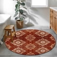thumbnail image 3 of Round Rugs 3.3Ft, Vintage Brown Round Area Rug Washable Indoor Throw Carpet, Boho Ethnic Geometric Abstract Art Southwestern Soft Non Slip Circle Rug for Laundry Room Patio Home Decor Aesthetic, 3 of 8