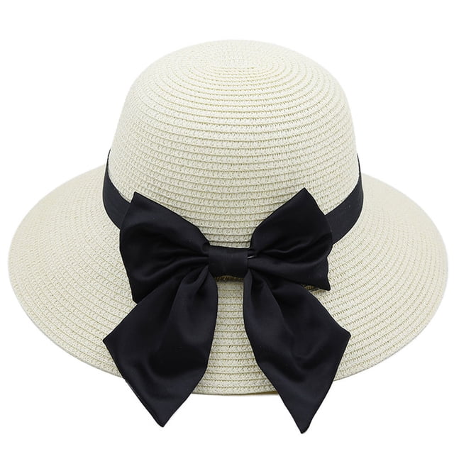 Sombrero de ala grande para mujer, de 56 a 58 cm de circunferencia, para verano, playa, sol, paja con lazo