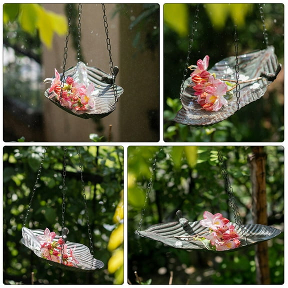 USHOBE 1Pcs Hanging Bird Feeder Tray for Garden Iron Material 25.2X15.7X7.9in