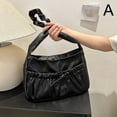 thumbnail image 2 of Pleated Shoulder Bag Handle Bag Taupe Bow Large Capacity, 2 of 5