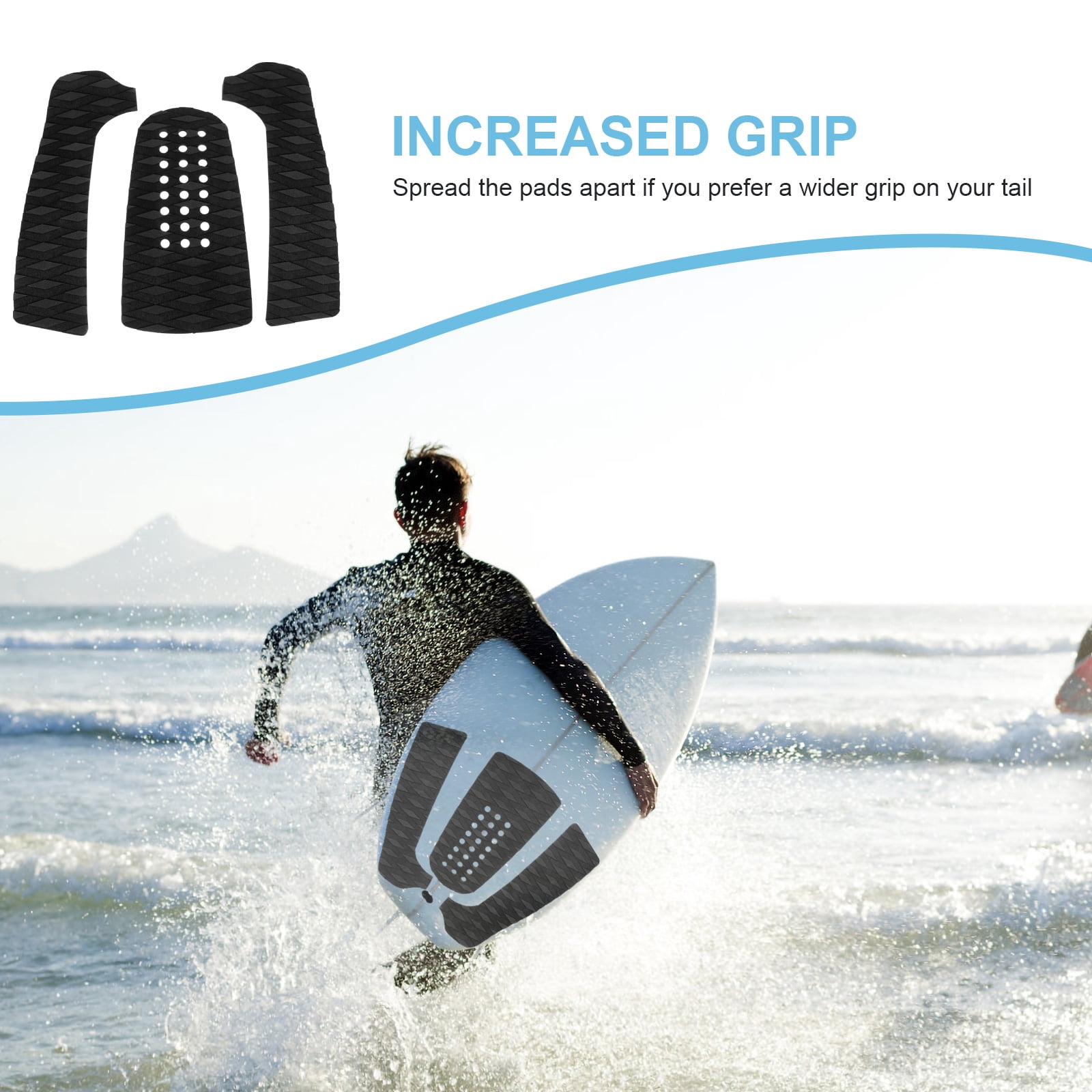 2 Count Holder Surfboard Skid Pad Surfboard Grip Tape 30.00X30.00X0.50CM Black