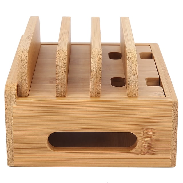 Bamboo Charging Station, Multi-Device Charging Station Dock, Bamboo Multidevice Stand Holder Charging Station Phone Tablet Cord Organizer, Strong Build, Eco-Friendly Bamboo
