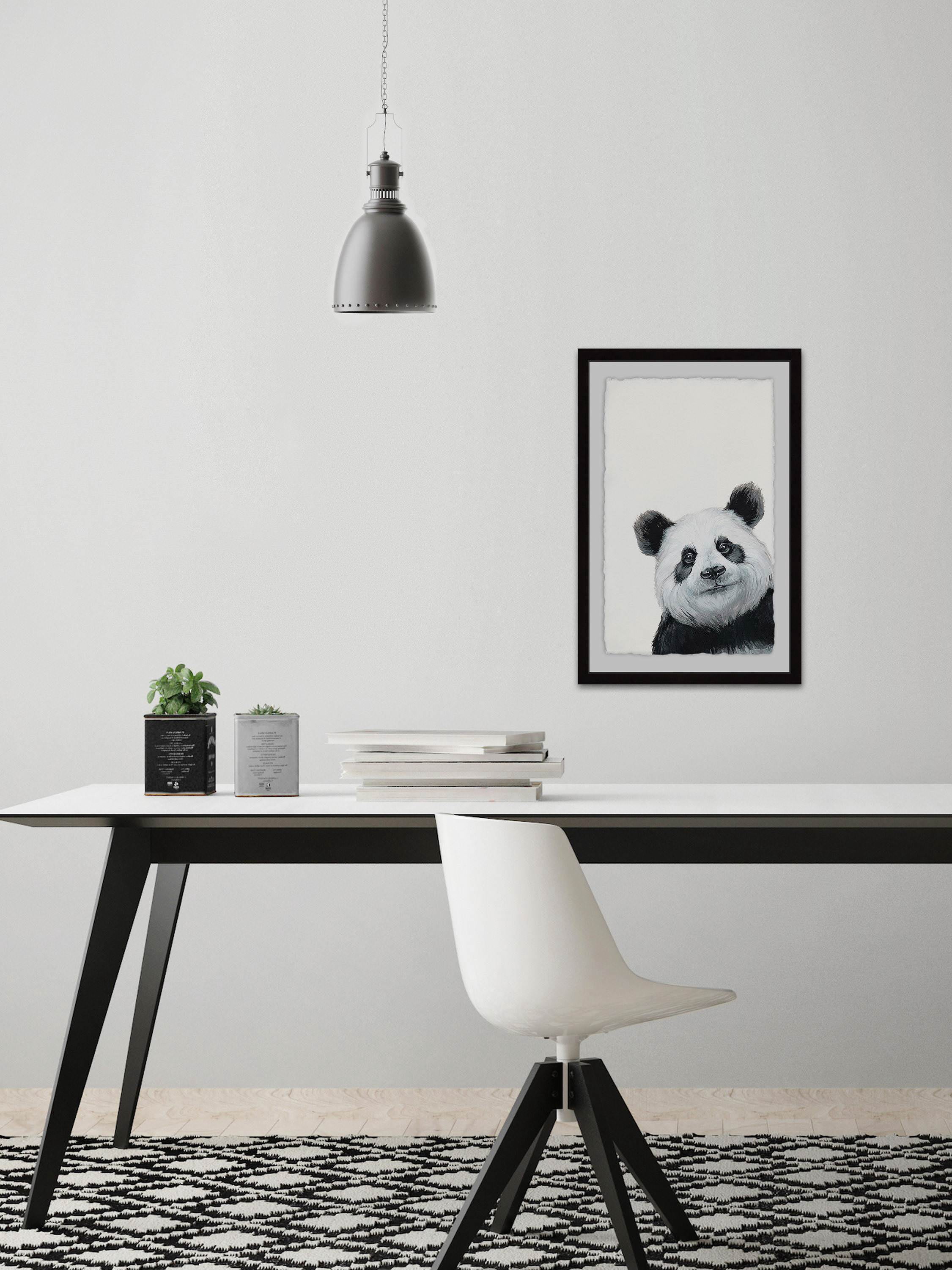 Furry Panda Framed Painting Print
