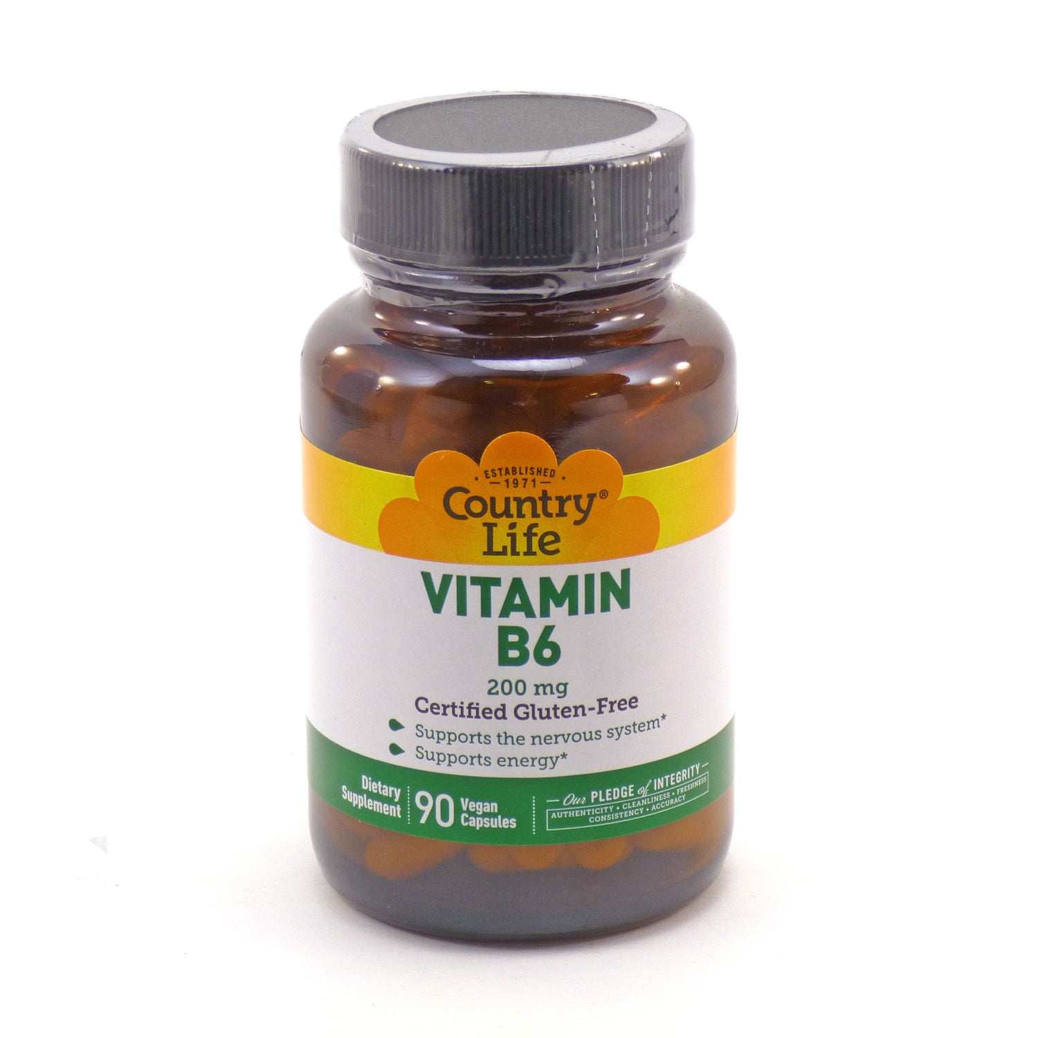 Vitamin B6 200 mg by Country Life 90 Vegetarian Capsules
