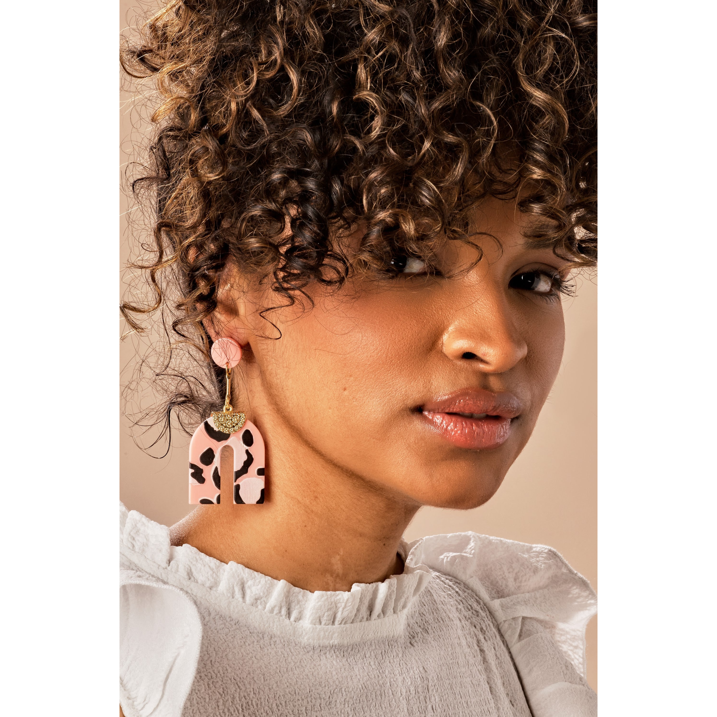 Fantasia Black And Gold Patterned Earrings