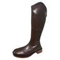 thumbnail image 1 of B91xZ Riding Boots Women Leather Block Heel Knee High Boots,Brown 8, 1 of 5