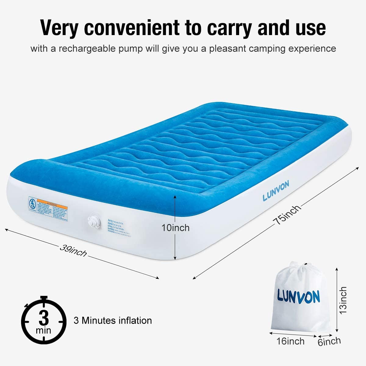 Zoetime Twin Size Air Mattress Upgraded Blow Up Elevated ...