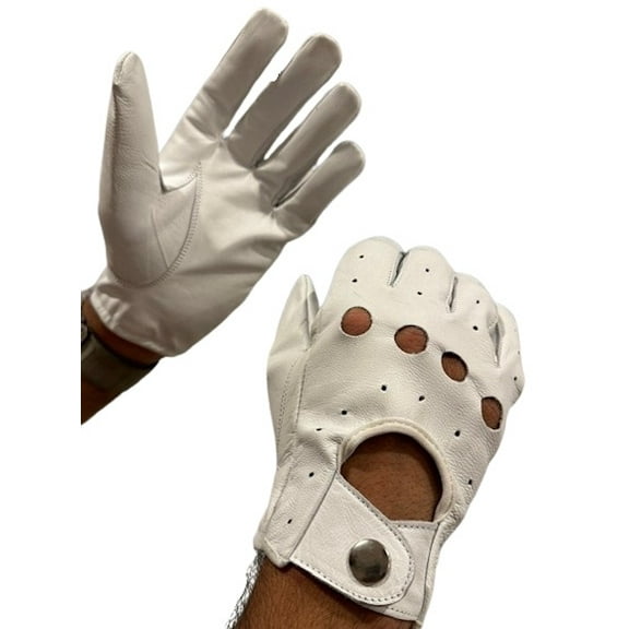 Premium Unisex Thin Unlined Leather Gloves with Police Style Holes, Soft Sheep Genuine Leather Comfortable Handwear