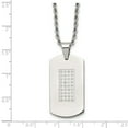 thumbnail image 6 of Stainless Steel Polished and Cubic Zirconias Dog Tag Necklace - 22 Inch - Measures 18.78mm Wide, 6 of 7