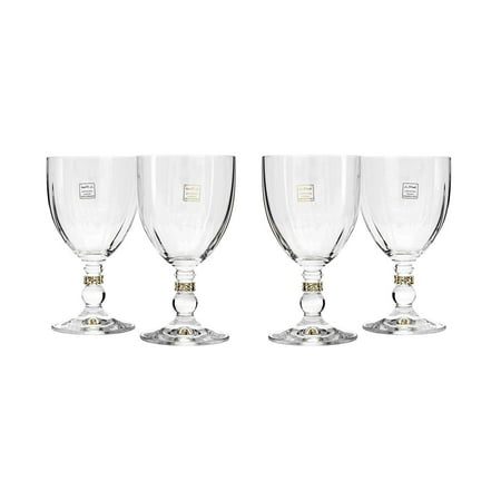 Italian Collection Crystal Wine Glasses Set, Swarovski Crystals, Lead