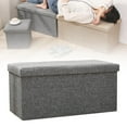 thumbnail image 4 of de almacenamiento para el hogar, baúl de juguetes, reposapiés resistente, caja de ahorro de espacio, taburete para pies, asiento para sala de Gris perfecl Otomana de almacenamiento, 4 of 8
