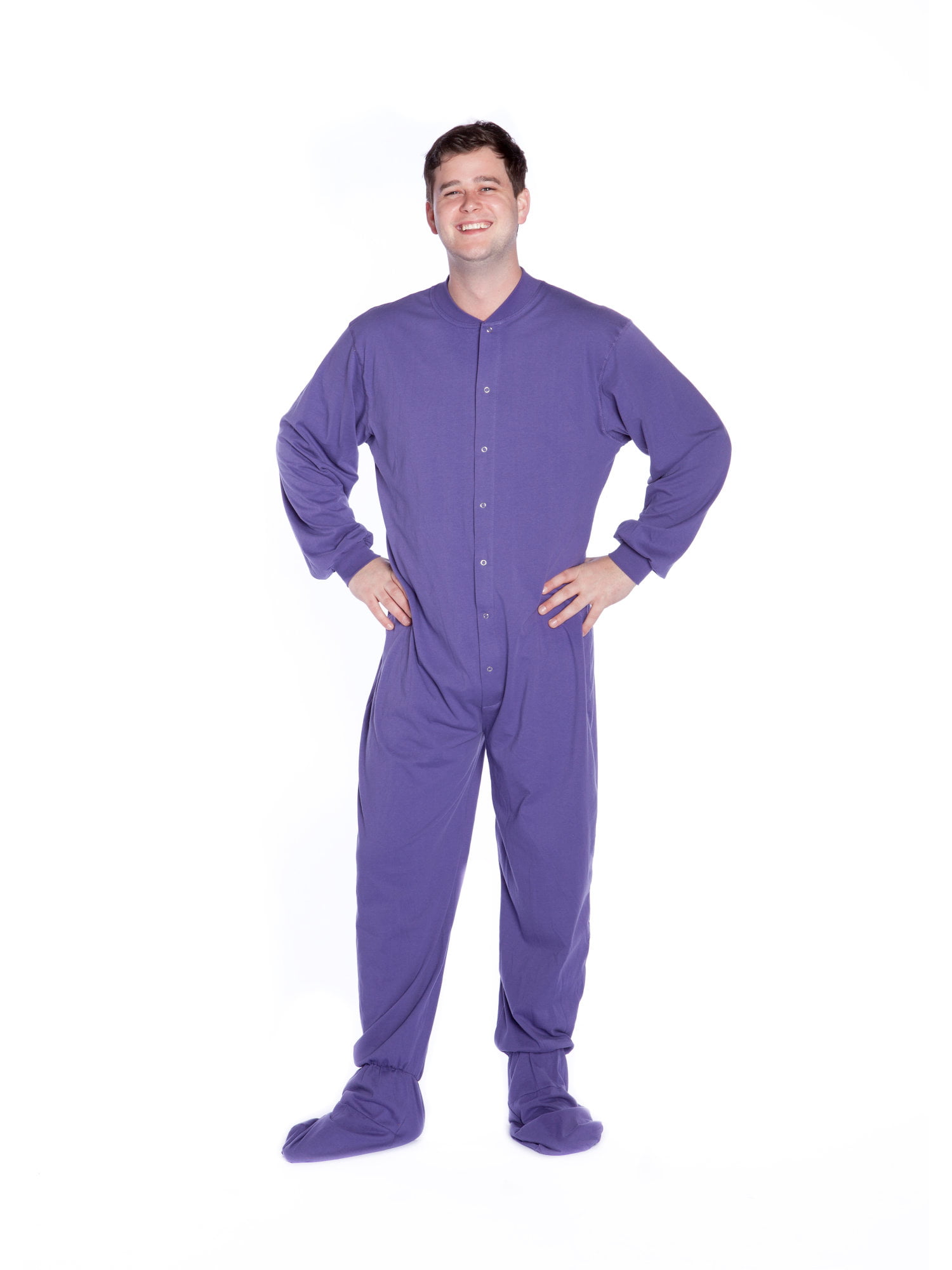 Big Feet Pjs Purple Jersey Knit Adult Footed Pajamas with Sleeper Rear Flap 