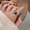 thumbnail image 4 of Kripyery Women Ring Non-Fading All Match Exquisite Daily Wear Inlaid Zircon Blue Faux Gem High Gloss Lady Ring Fashion Jewelry, 4 of 8