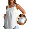 thumbnail image 6 of Dress Built In Bra Sleeveless Tank For Pleated Square Neck Wide Strap Flowy Loose Fit Summer Blouse, 6 of 6