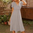 thumbnail image 6 of IROINNID For For Women Casual Fashion Summer V Neck Short Sleeve Loose Solid Dress Cheap, 6 of 6