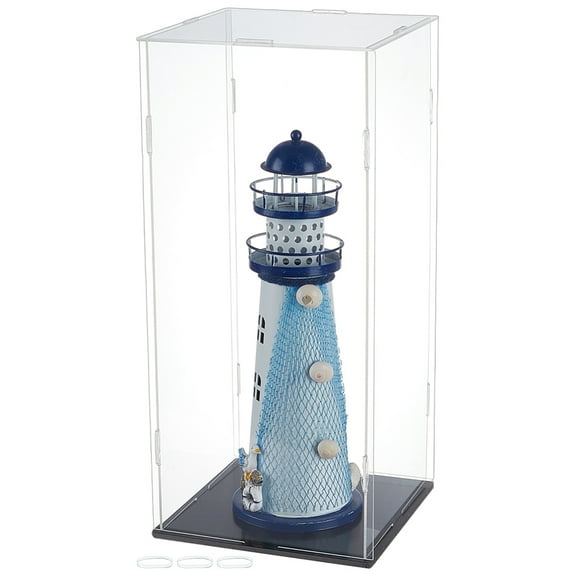 Transparent Acrylic Display boxes Dust-Proof Cases with Black Base for Models Building Blocks Display Holders Clear Finished Product: 16.4x16.4x36.9cm