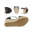 thumbnail image 2 of BLISSFUL STEP Platform Ankle Straps Espadrille Wedge Heel Sandals for Women Black (Size 6), 2 of 5