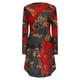 thumbnail image 4 of Vestido HUOGUO para mujer, cuello en O, manga larga, estampado floral, 4 of 5