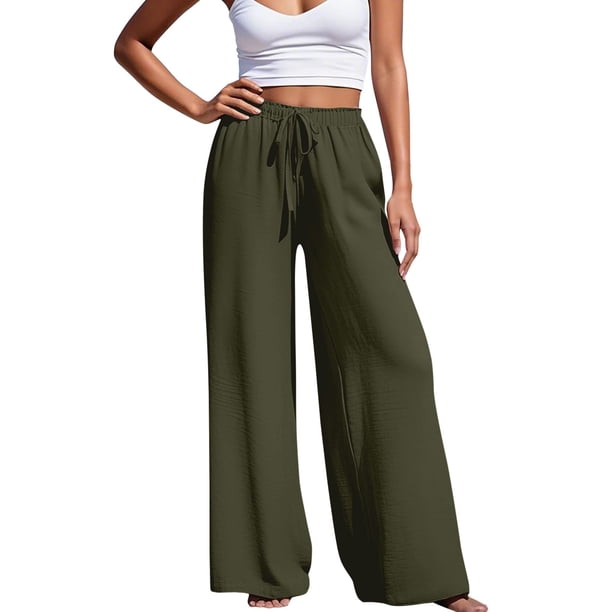 WILLBEST Pantalones Casuales para Mujer, Cómodos, para Uso Diario, elegantes, con Cordón, Corte Recto, Ideales para Primavera y Verano con Camisetas. Extra Grande