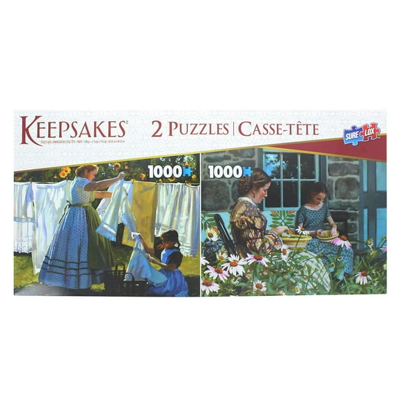 Set of 2 Keepsakes 1000 Piece Jigsaw Puzzles | Wash Day / Snapping Beans