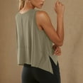 thumbnail image 4 of Xysaqa Women's Sleeveless Yoga Tops Asymmetrical Athletic T-Shirt Running Tanks Crop Tops for Women Flowy Crew Neck Tee Gym Workout Cropped Shirts Khaki S Clearance, 4 of 9