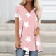 thumbnail image 2 of Camiseta Impresa con Cuello en V de Manga de Raglan de la Parte Trasera Larga Delantera Corta de las Mujeres de Navidad, Vacaciones Informales, 2 of 5