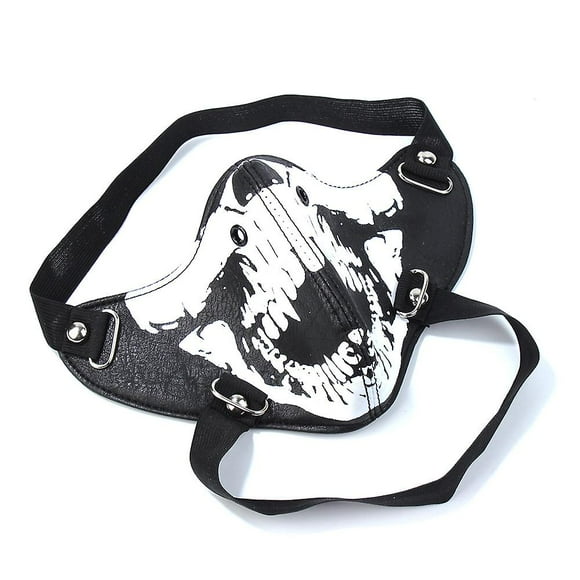 Mouth Mask Skull Printed Anti Dust Mask Halloween Decoration Mask (black)1pcs