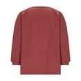 thumbnail image 5 of Besolor Womens Button down Shirts Summer Crew Neck 3/4 Sleeve Tops Cotton Linen Casual Loose Breathable Shirt Top, 5 of 7