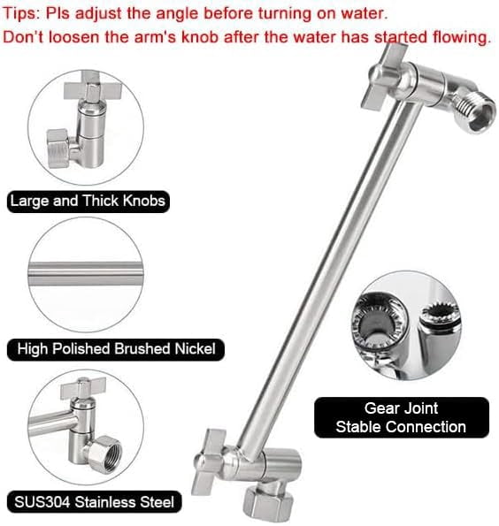 Rain Shower Head with 11 Inch Adjustable Arm, High Pressure Stainless Steel Rainfall Shower, Ultra-Thin Design, Pressure Boosting Chrome Finish