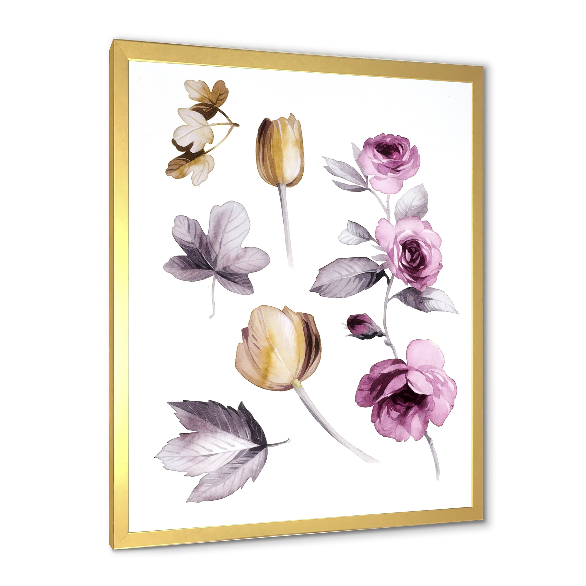 Designart 'Orange and Pink Wildflowers' Traditional Framed Art Print