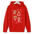 thumbnail image 5 of Girls Red Teddy Bear & Hearts Hoodie, Oversized Fleece Pullover, Cute Graphic Sweatshirt for Kids, Casual Comfort,Size 13 T, 5 of 8