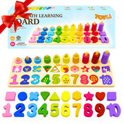 TOYLI Montessori Wooden Number Puzzle Mathematics & Counting Board 4 In 1 for Toddlers Boys Girls Gift Kids Preschool