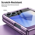 thumbnail image 4 of Clear Case for Samsung Galaxy Z Flip 5, Build in Screen Protector HD Transparent Not-Yellowing Hinge Protection Shockproof Anti-Scratch Slim Fit Phone Case Cover for Samsung Galaxy Z Flip 5, Purple, 4 of 7