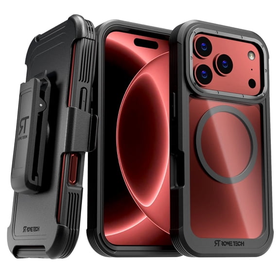 Designed for iPhone 18 Pro Case with Belt Clip Holster - Black
