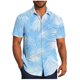 thumbnail image 2 of Blusa y camisa de manga corta con cuello vuelto para hombre, informal, a la moda, con estampado de bolsillo y botones, de poliéster., 2 of 6