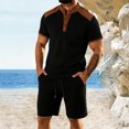thumbnail image 2 of CONFREE Mens 2 Peice Shorts Sets Casual Men's Summer Outfits Set Patchwork Color Tshirts Shorts Athletic Track Suits for Men, 2 of 5