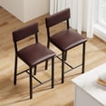 thumbnail image 6 of Set of 2 Upholstered Counter Height Bar Stools – PU Leather Seats, Sturdy Metal Legs, Thick Cushions, Backrest & Footrest – Easy to Clean – Perfect for Kitchen Island, Dining Room, Apartment, 6 of 8