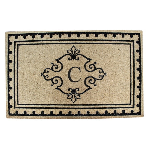 First Impression Artistic Bordered Medallion Monogrammed Indoor/Outdoor Door Mat